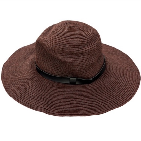 Woven Hat Brown Black Belted Foldable Packable Sun Travel Fashion One Size - Picture 13 of 14